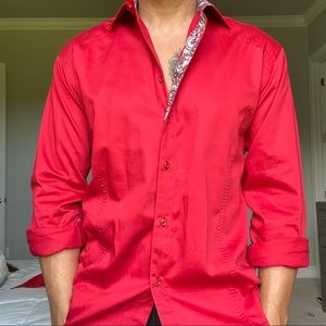 Men’s Red Button Down Dress Shirt